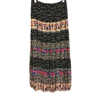 Carole Little Vintage Sz 4 100% Rayon Paris Novelty Maxi Skirt Made In The USA